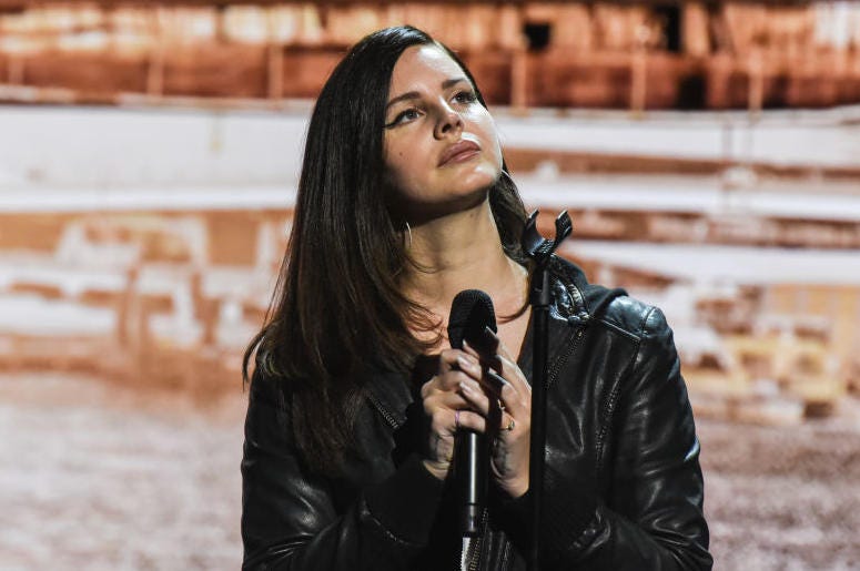 The singer Lana Del Rey performs during an Apple launch event at the Brooklyn Academy of Music on October 30, 2018 in the Brooklyn borough of New York City. Apple debuted a new MacBook Pro, Mac Mini and iPad Pro The singer Lana Del Rey performs during an Apple launch event at the Brooklyn Academy of Music on October 30, 2018 in the Brooklyn borough of New York City. Apple debuted a new MacBook Pro, Mac Mini and iPad Pro