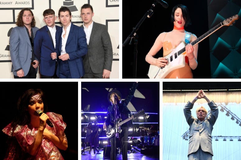 Arctic Monkeys, St. Vincent, David Byrne, Beck, Bjork Arctic Monkeys, St. Vincent, David Byrne, Beck, Bjork