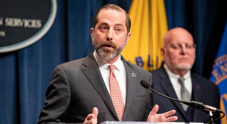 Health and Human Services Secretary Alex Azar speaks during a press conference on the coordinated public health response to the 2019 coronavirus
