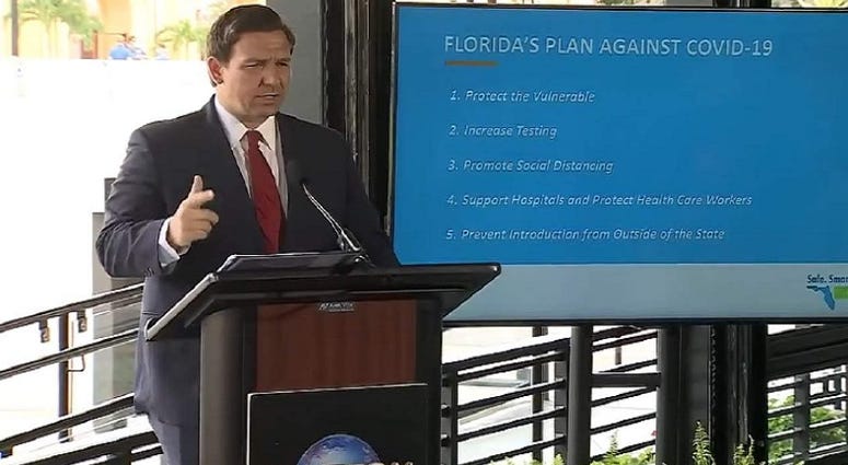 Florida Governor Ron DeSantis announces Phase 2 reopening at Universal Orlando Wednesday June 3, 2020.