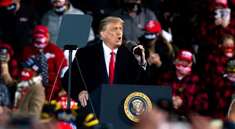 President Donald Trump speaks during a campaign rally at the Duluth International Airport on September 30, 2020 in Duluth, Minnesota. The rally is Trump's first after last night's Presidential Debate.