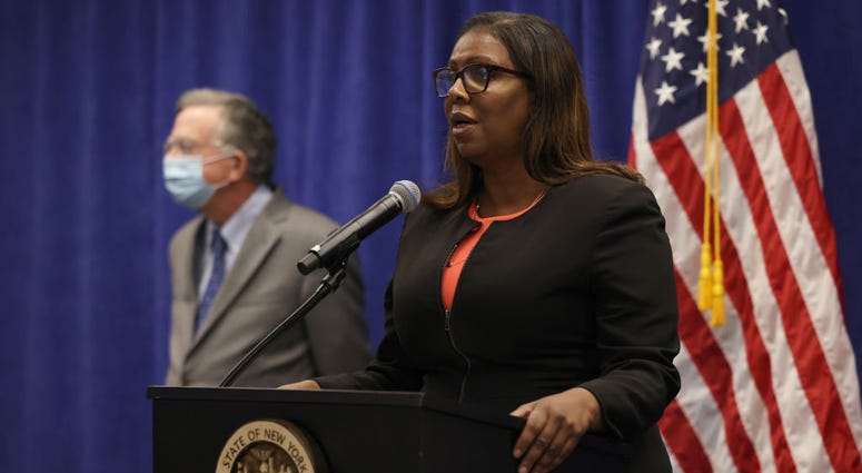 New York State Attorney General Letitia James speaks during a press conference announcing a lawsuit to dissolve the NRA on August 06, 2020 in New York City