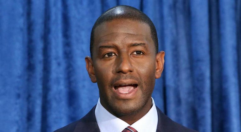 Andrew Gillum, then-Democratic candidate for governor, speaks at a news conference in Tallahassee, Fla.