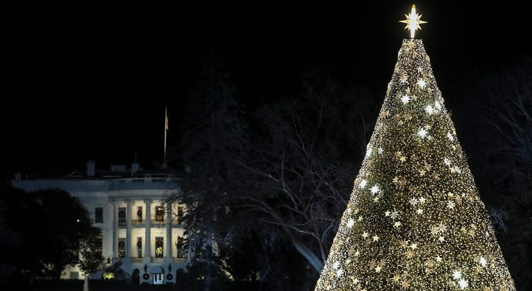 The National Christmas Tree is illuminated during the annual lighting ceremony held by the National Park Service at the Ellipse near the White House, on December 5, 2019 in Washington, DC.