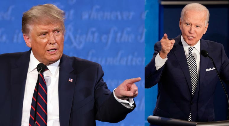 Pres. Donald Trump and Joe Biden participate in the first presidential debate against Democratic presidential nominee Joe Biden at the Health Education Campus of Case Western Reserve University on Sept. 29, 2020