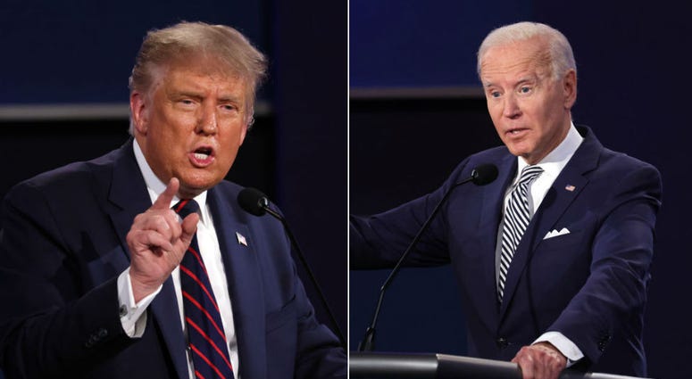 U.S. President Donald Trump participates in the first presidential debate against Democratic presidential nominee Joe Biden at the Health Education Campus of Case Western Reserve University on September 29, 2020 in Cleveland, Ohio.