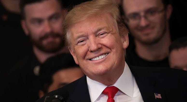 Donald Trump smiles during an event recognizing the Wounded Warrior Project Soldier Ride, the day the DOJ released special counsel Robert Mueller’s redacted report on Russian election interference. President And Mrs. Trump Host Wounded Warrior Project Soldier Ride