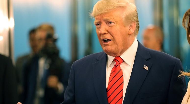 U.S. President Donald Trump, accompanied by first lady Melania Trump, speaks to the media on their arrival at the United Nations (U.N.) General Assembly on September 24, 2019 in New York City.