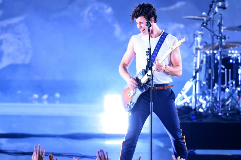 Shawn Mendes NEW YORK, NY - AUGUST 20: Shawn Mendes performs onstage during the 2018 MTV Video Music Awards at Radio City Music Hall on August 20, 2018 in New York City.