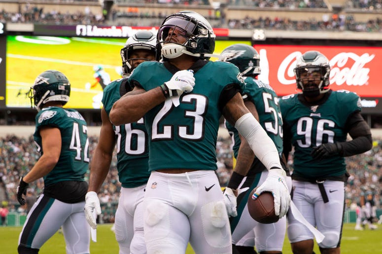 Rodney McLeod #23 of the Philadelphia Eagles Rodney McLeod #23 of the Philadelphia Eagles reacts after intercepting a pass in the second quarter against the New York Jets at Lincoln Financial Field on October 6, 2019 in Philadelphia, Pennsylvania. The Eagles defeated the Jets 31-6.