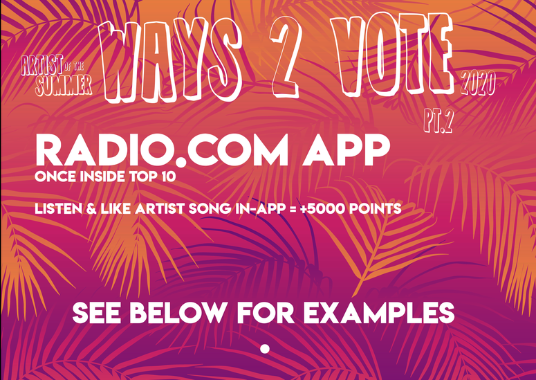 2020 Artist of the Summer - Ways 2 Vote - How To Vote 2020 Artist of the Summer - Ways 2 Vote - How To Vote