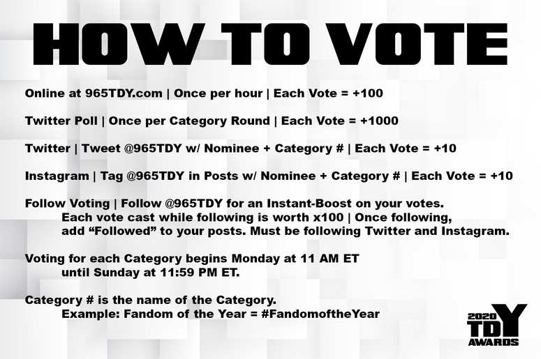2020 TDY Awards | How to Vote 2020 TDY Awards | How to Vote