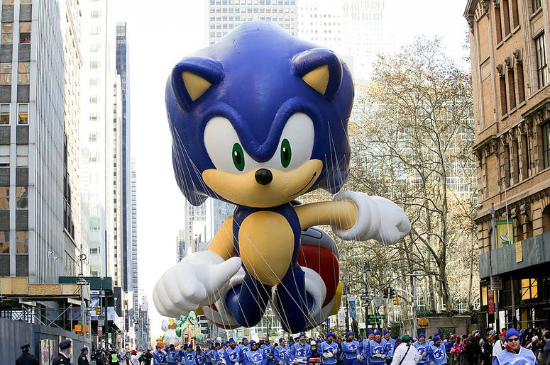 Sonic the Hedgehog The Sonic the Hedgehog balloon is seen during the 87th Annual Macy's Thanksgiving Day Parade on November 28, 2013 in New York City.