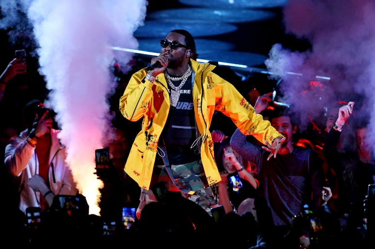 Meek Mill Feb 17, 2019; Charlotte, NC, USA; Recording artist Meek Mill performs before the 2019 NBA All-Star Game at Spectrum Center. Mandatory Credit: Jeremy Brevard-USA TODAY Sports