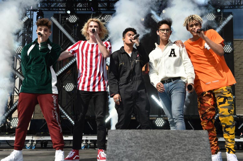 PRETTYMUCH Prettymuch performs onstage at FOX's 'Teen Fest 2017' at Clinton Middle School on August 13, 2017 in Los Angeles, California.