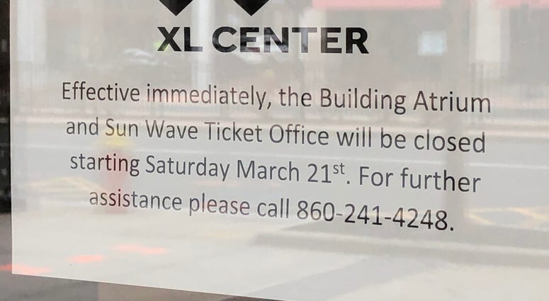 Closing notice at Hartford's XL Center Closing notice at Hartford's XL Center