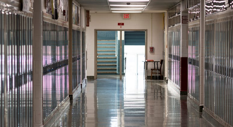 Empty school hallway