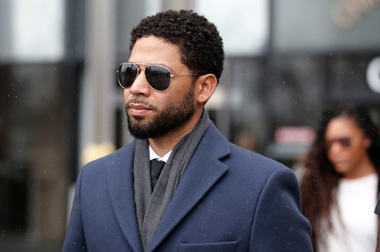 MARCH 14: Actor Jussie Smollett leaves Leighton Criminal Courthouse after his court appearance on March 14, 2019 in Chicago, Illinois. Smollett stands accused of arranging a homophobic, racist attack against himself in an attempt to raise his profile beca MARCH 14: Actor Jussie Smollett leaves Leighton Criminal Courthouse after his court appearance on March 14, 2019 in Chicago, Illinois. Smollett stands accused of arranging a homophobic, racist attack against himself in an attempt to raise his profile beca
