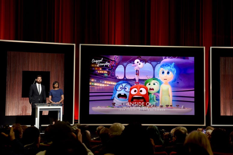Actor John Krasinski and President of the Academy of Motion Picture Arts and Sciences Cheryl Boone Isaacs announce 'Inside Out' as a nominee for Best Writing - Original Screenplay during the 88th Oscars Nominations Announcement at the Academy of Motion Pi Actor John Krasinski and President of the Academy of Motion Picture Arts and Sciences Cheryl Boone Isaacs announce 'Inside Out' as a nominee for Best Writing - Original Screenplay during the 88th Oscars Nominations Announcement at the Academy of Motion Pi