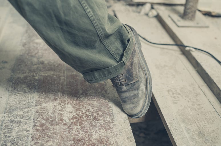 shoe of person tripping and falling