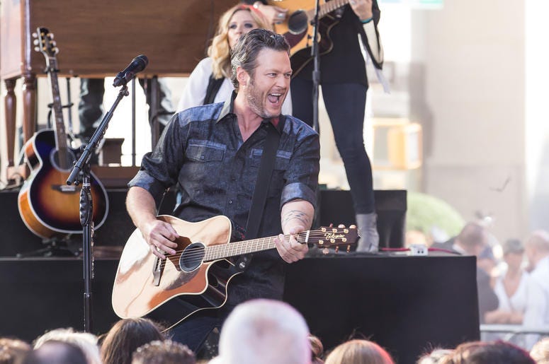 Blake Shelton performing on 'Today.' Blake Shelton performing at Rockefeller Plaza