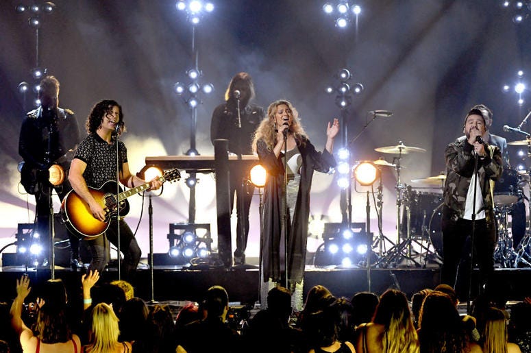 Dan + Shay, Tori Kelly perform onstage during the 2019 Billboard Music Awards at MGM Grand Garden Arena on May 01, 2019 in Las Vegas, Nevada. Dan + Shay, Tori Kelly perform onstage during the 2019 Billboard Music Awards at MGM Grand Garden Arena on May 01, 2019 in Las Vegas, Nevada.