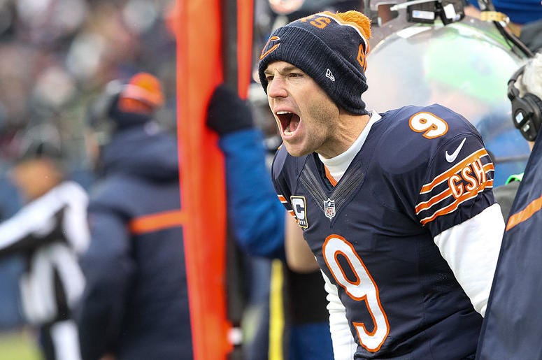 Kicker Robbie Gould #9 of the Chicago Bears gives instruction to teammate in the second quarter against the Detroit Lions at Soldier Field on January 3, 2016 in Chicago, Illinois. Kicker Robbie Gould #9 of the Chicago Bears gives instruction to teammate in the second quarter against the Detroit Lions at Soldier Field on January 3, 2016 in Chicago, Illinois.