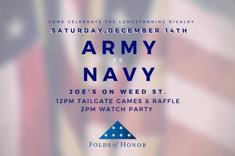Folds of Honor, Army, Navy, Football, Joes Bar