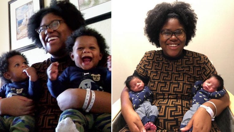 Twins, 2 Sets of Twins, Babies, Woman
