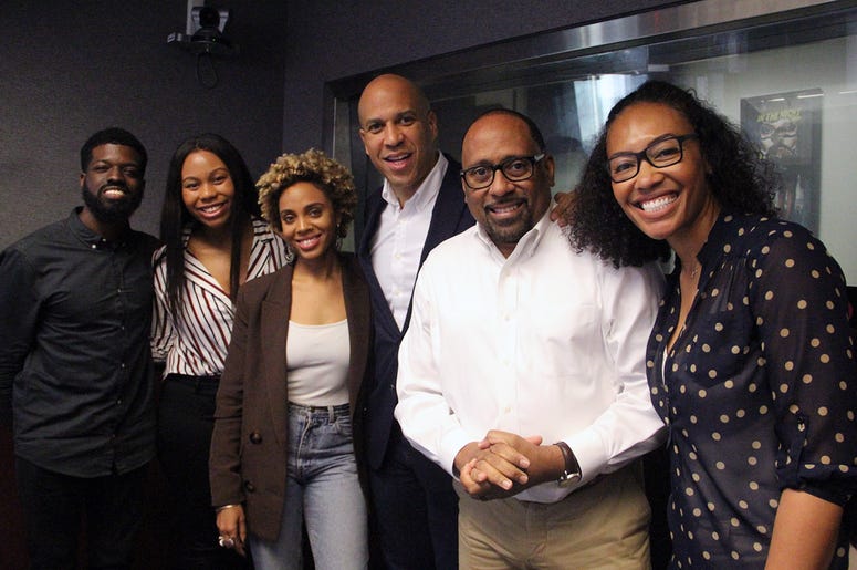 Senator Cory Booker visits The Morning Culture with Frank Ski, Jade Novah & JR in Atlanta on April 18, 2019 Senator Cory Booker visits The Morning Culture with Frank Ski, Jade Novah & JR in Atlanta on April 18, 2019