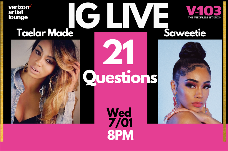 Saweetie at V103 21 Questions with Taelar Made