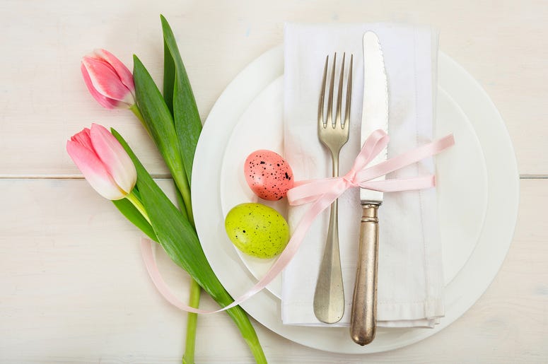 A plate awaits Easter brunch food A plate awaits Easter brunch food