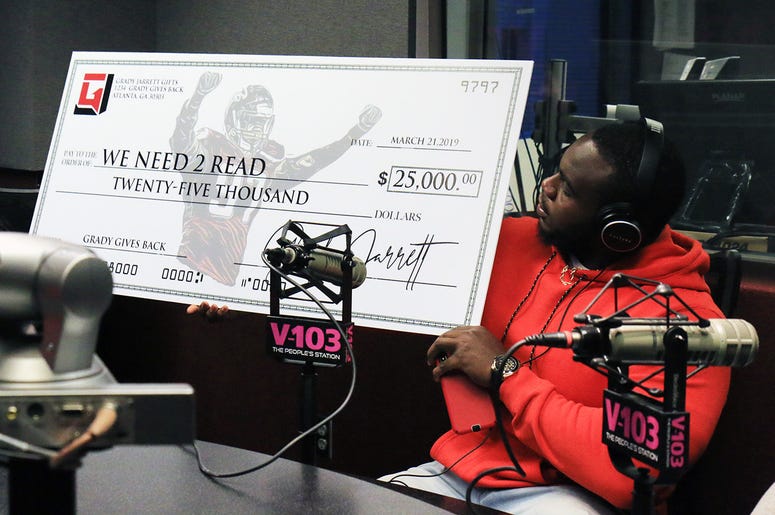 Greg Street receives $25,000 donation from Atlanta Falcons player Grady Jarrett for his We Need 2 Read program Greg Street receives $25,000 donation from Atlanta Falcons player Grady Jarrett for his We Need 2 Read program