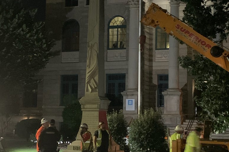 Crews assemble to begin removal of the Lost Cause Confederate monument in Decatur GA on June 18 2020 Crews assemble to begin removal of the Lost Cause Confederate monument in Decatur GA on June 18 2020