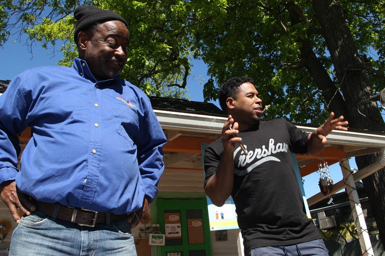 Singer Bobby V and father Bobby Wilson help V-103 and Entercom Atlanta employees volunteer at Urban Farms in College Park, GA, on Earth Day 2019 Singer Bobby V and father Bobby Wilson help V-103 and Entercom Atlanta employees volunteer at Urban Farms in College Park, GA, on Earth Day 2019