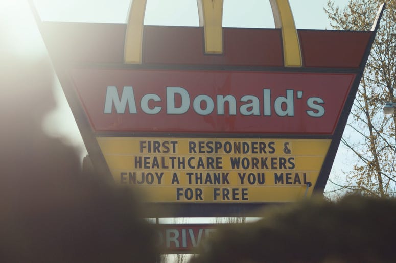 MCDONALD'S FRONT LINE HEROES THANK YOU MEALS