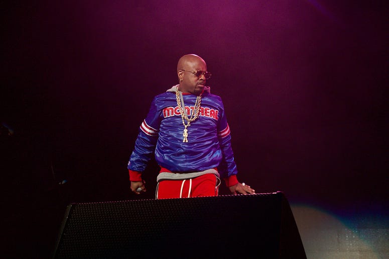 Jermaine Dupri on stage at State Farm Arena Jermaine Dupri on stage at State Farm Arena