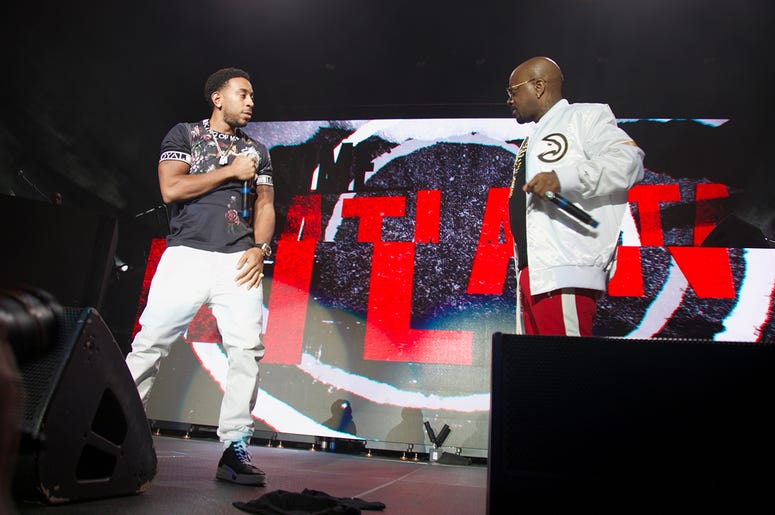 Jermaine Dupri and Ludacris on stage at State Farm Arena Jermaine Dupri and Ludacris on stage at State Farm Arena