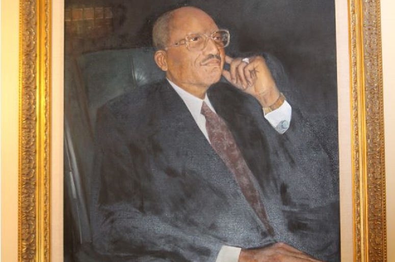 A portrait of former Georgia State Senator Leroy Johnson hangs inside the GA Capitol A portrait of former Georgia State Senator Leroy Johnson hangs inside the GA Capitol