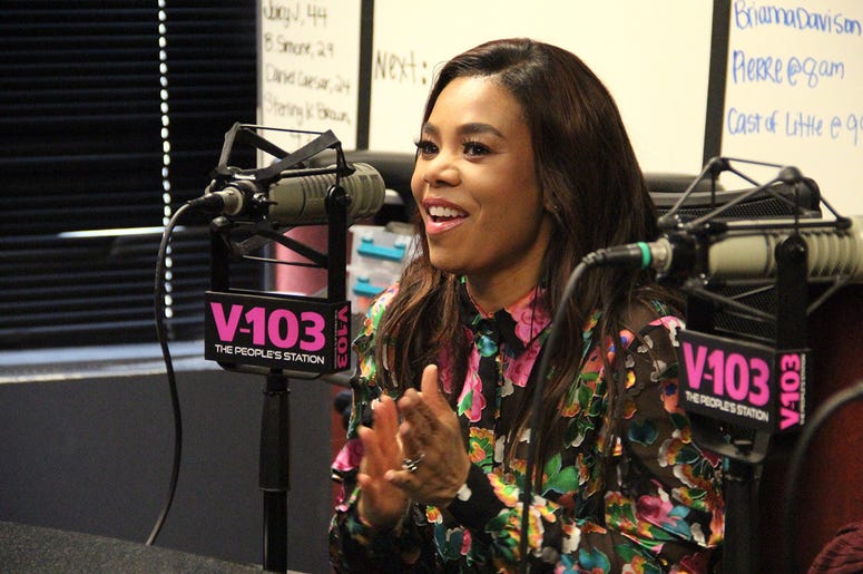 Regina Hall of the movie "Little" visits V-103's The Morning Culture with Frank Ski, Jade Novah & JR Regina Hall of the movie "Little" visits V-103's The Morning Culture with Frank Ski, Jade Novah & JR