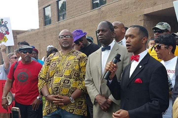 Hundreds of protesters gathered outside the Rockdale County (GA) jail Saturday.