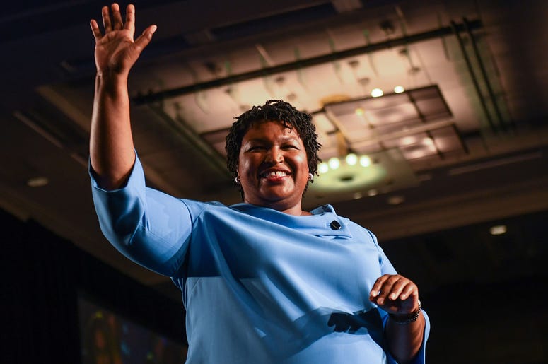 Democratic Georgia gubernatorial candidate Stacey Abrams addresses the crowd in the early morning hours on Wednesday morning at the Hyatt Regency Hotel in downtown Atlanta, GA Democratic Georgia gubernatorial candidate Stacey Abrams addresses the crowd in the early morning hours on Wednesday morning at the Hyatt Regency Hotel in downtown Atlanta, GA