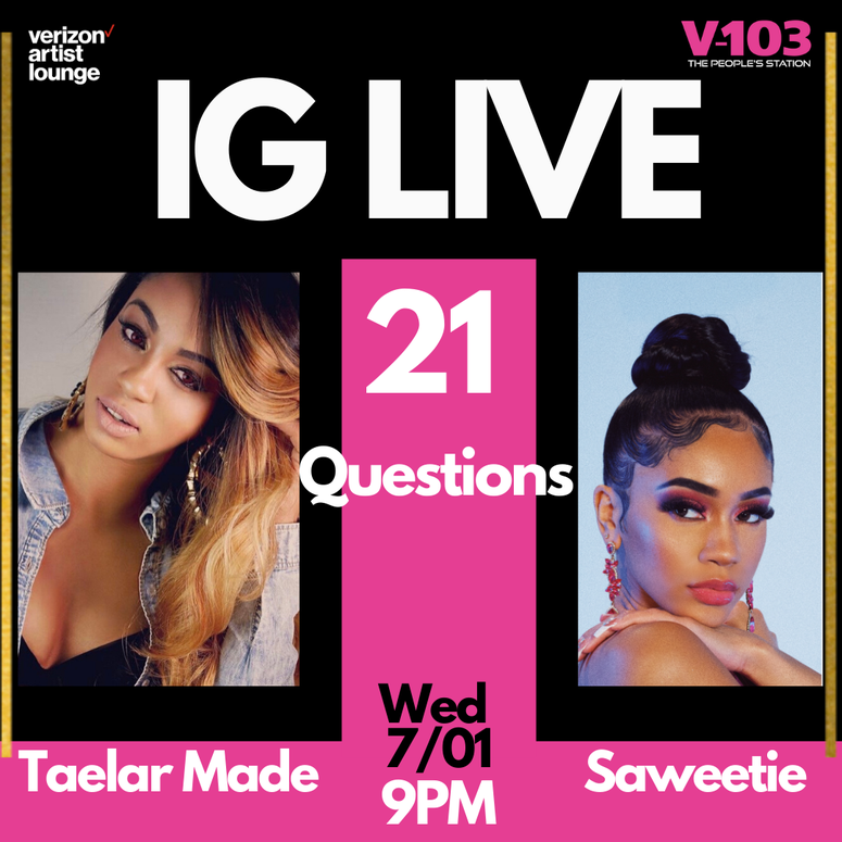 Saweetie at V103 21 Questions with Taelar Made