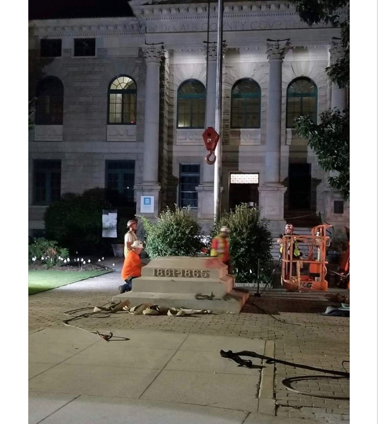 Crews worked into the night to remove the Confederate monument from Decatur Square Crews worked into the night to remove the Confederate monument from Decatur Square