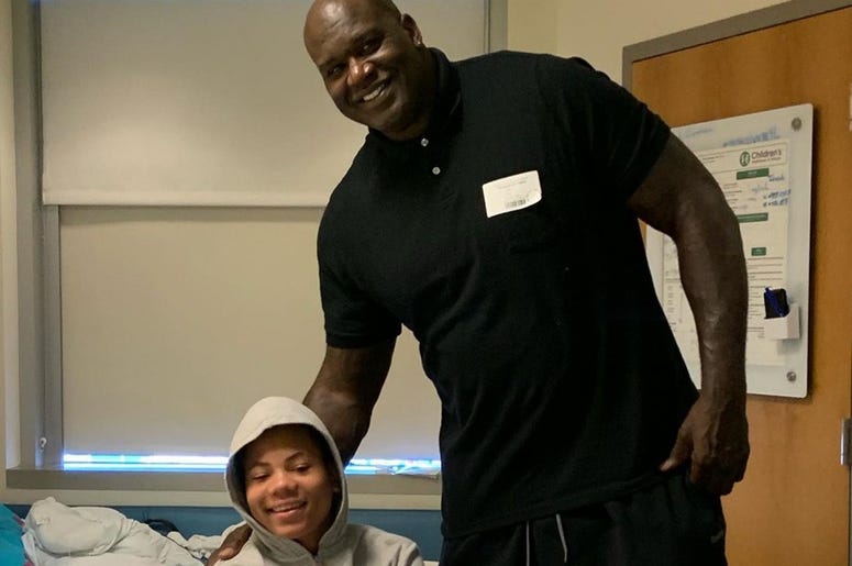 NBA legend Shaquille O'Neal visits paralyzed shooting victim Isaiah Payton at Children's Healthcare of Atlanta NBA legend Shaquille O'Neal visits paralyzed shooting victim Isaiah Payton at Children's Healthcare of Atlanta