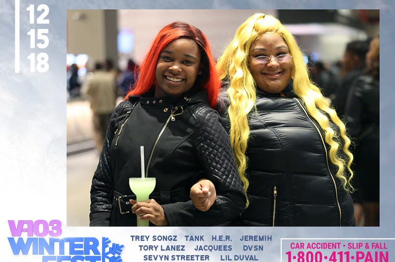 Two ladies attend #V103Winterfest in Atlanta on December 15, 2018 Two ladies attend #V103Winterfest in Atlanta on December 15, 2018