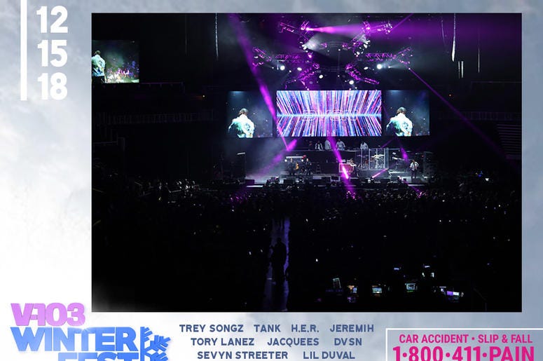 The crowd watches DVSN at #V103Winterfest in Atlanta on December 15, 2018 The crowd watches DVSN at #V103Winterfest in Atlanta on December 15, 2018