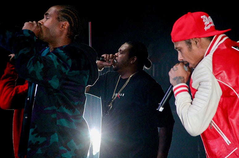 Bone Thugs-N-Harmony perform at Atlanta's State Farm Arena during the Puff Puff Pass Tour Bone Thugs-N-Harmony perform at Atlanta's State Farm Arena during the Puff Puff Pass Tour