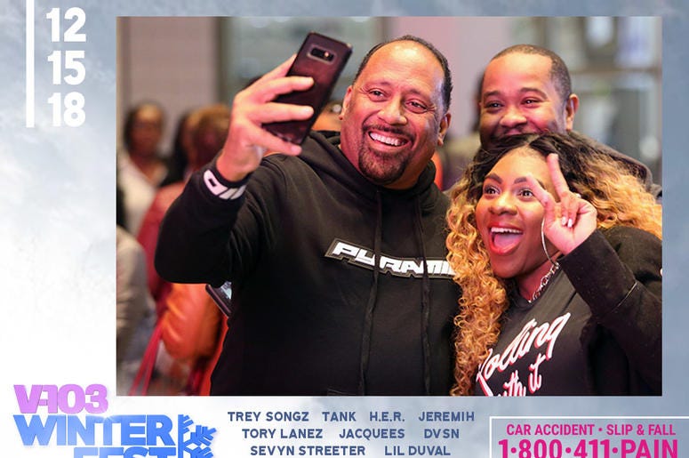 Frank Ski takes selfie with fans attending #V103Winterfest in Atlanta on December 15, 2018 Frank Ski takes selfie with fans attending #V103Winterfest in Atlanta on December 15, 2018
