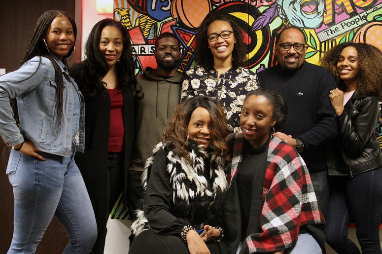 The producers, news, traffic and on-air talent of V-103's The Morning Culture The producers, news, traffic and on-air talent of V-103's The Morning Culture